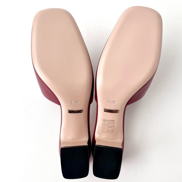 New GUCCI || Madelyn Red Mule Square Crystal Embellished GG Slip On Heel EU 37.5 - Picture 10 of 12